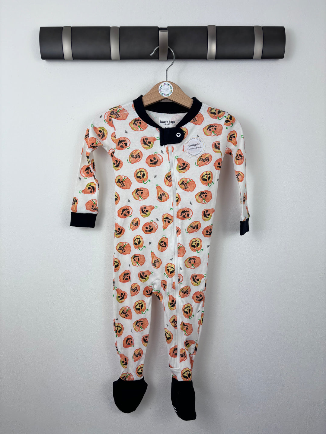 Burts Bees Pumpkin Sleepsuit 6-9 Months-Sleepsuits-Second Snuggle Preloved