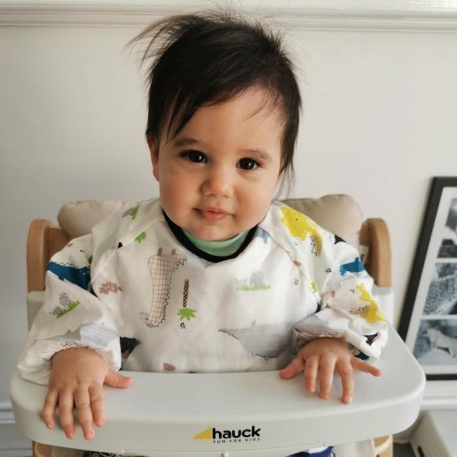 Long Sleeved Waterproof Bib - Dinosaur-Bibs-Second Snuggle Preloved