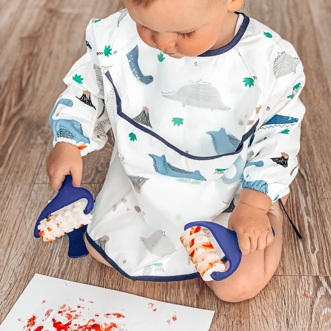 Long Sleeved Waterproof Apron - Dinosaur (2-5 Years)-Bibs-Second Snuggle Preloved