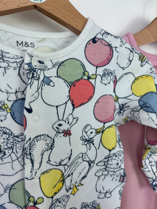 M&S 0-3 Months-Sleepsuits-Second Snuggle Preloved