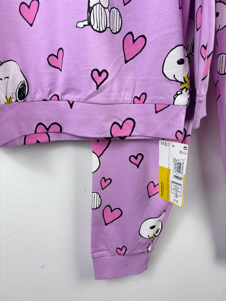 M&S Lilac Snoopy Pyjamas-Night Wear-Second Snuggle Preloved