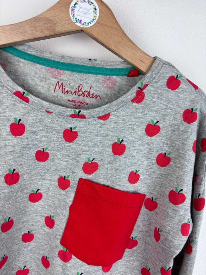 Mini Boden Grey Apple Print Top 6-7 Years-Tops-Second Snuggle Preloved