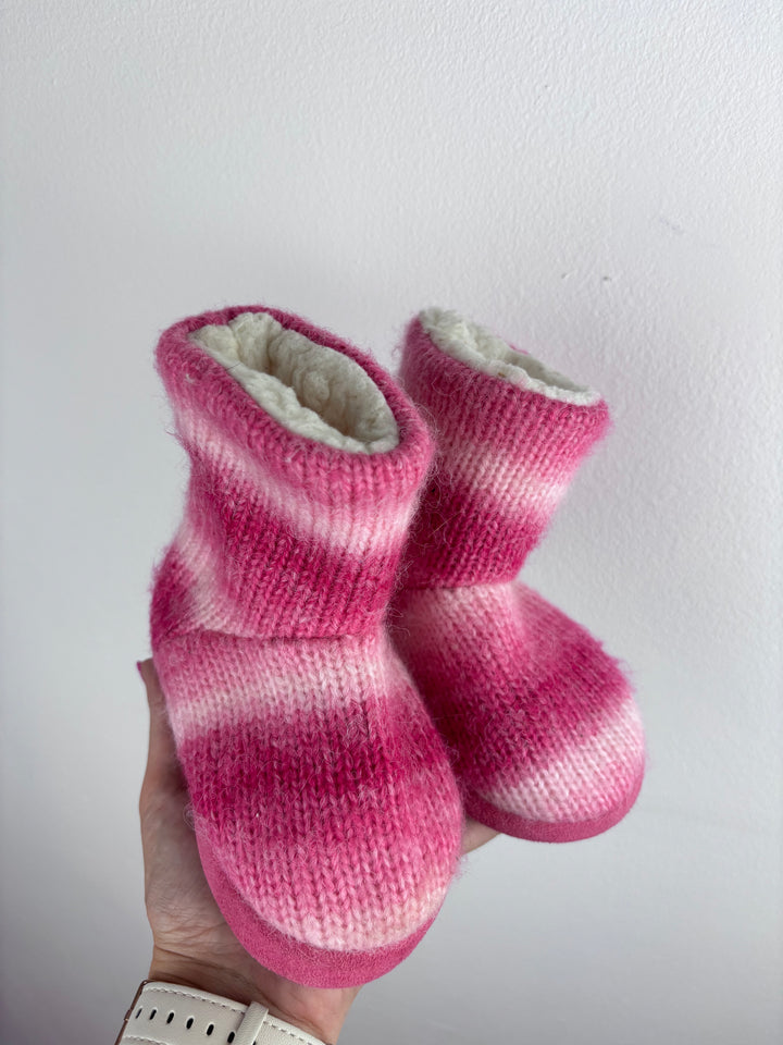 M&S Pink Knit Slippers UK 5-Slippers-Second Snuggle Preloved