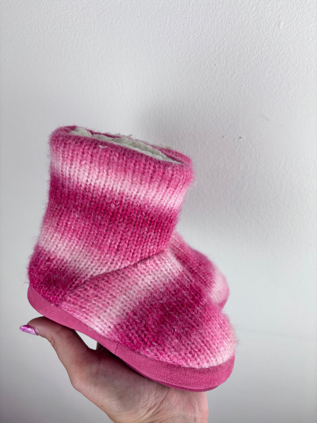 M&S Pink Knit Slippers UK 5-Slippers-Second Snuggle Preloved