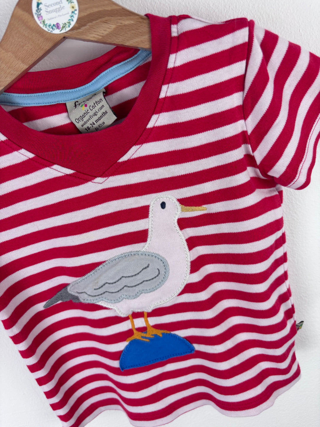 Frugi Seagull Stripe Appliqué Top 18–24 Months-Tops-Second Snuggle Preloved