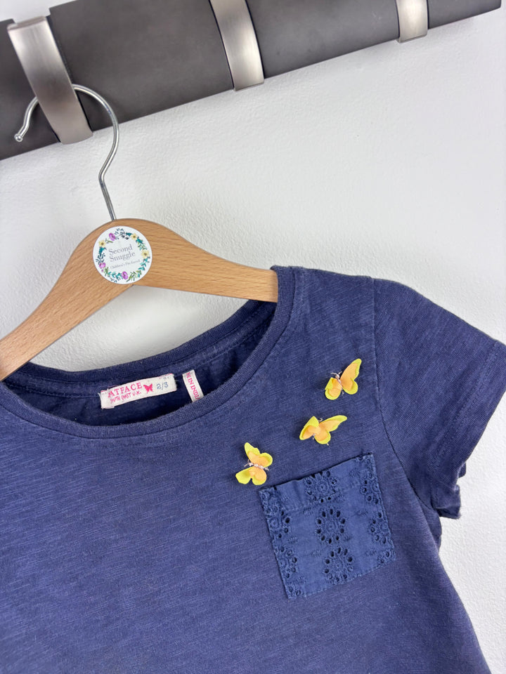 Fat Face Navy Butterfly Pocket T-Shirt 2-3 Years-Tops-Second Snuggle Preloved
