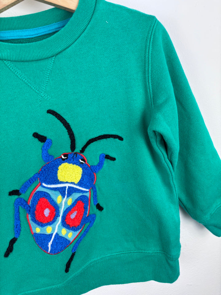 Mini Boden Green Bug Sweatshirt 3-4 Years-Jumpers-Second Snuggle Preloved