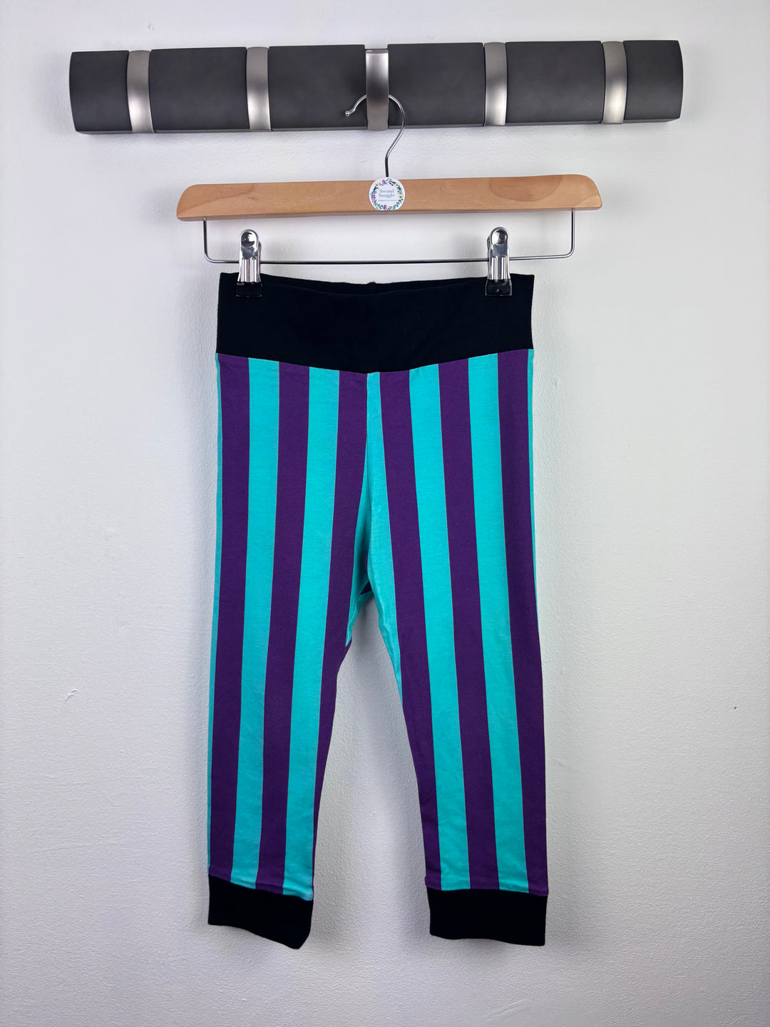 Raspberry Republic Teal and Purple Stripe Leggings 104/110 (3-5 Years)-Leggings-Second Snuggle Preloved