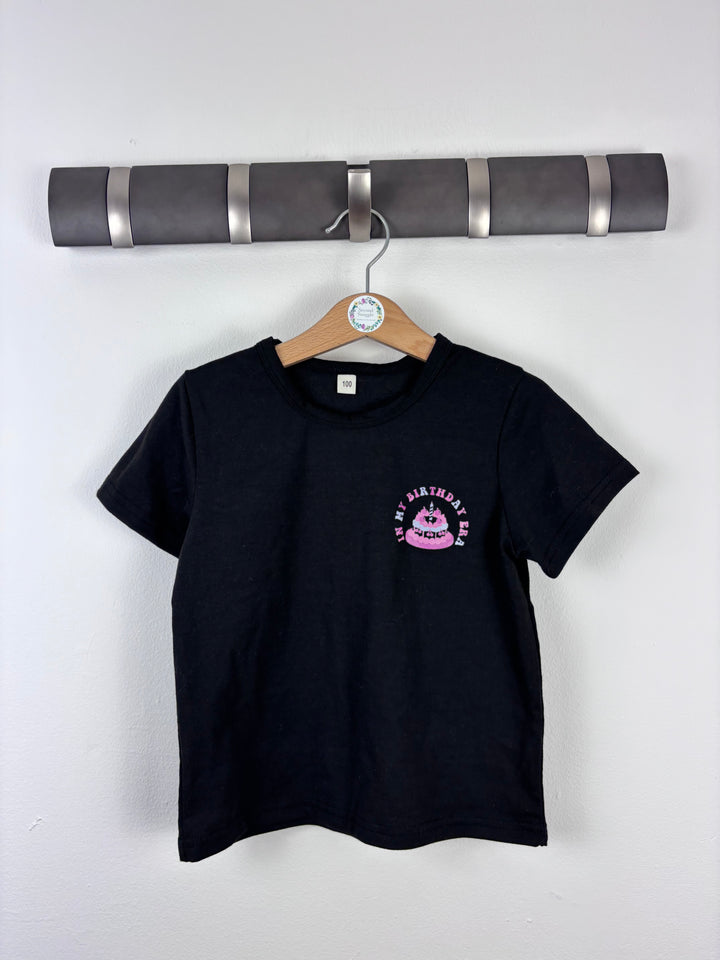 Shein Black Birthday Era T-Shirt 100 (2-4 Years)-Tops-Second Snuggle Preloved
