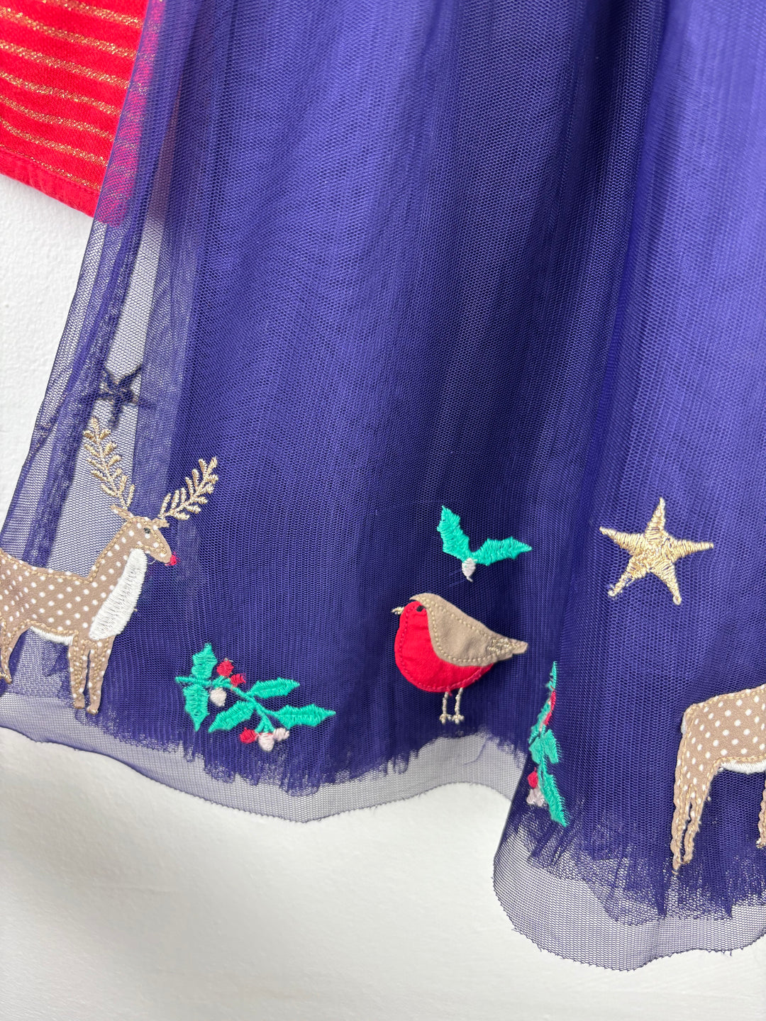 Mini Boden Red and Navy Deer Dress 3-4 Years-Dresses-Second Snuggle Preloved