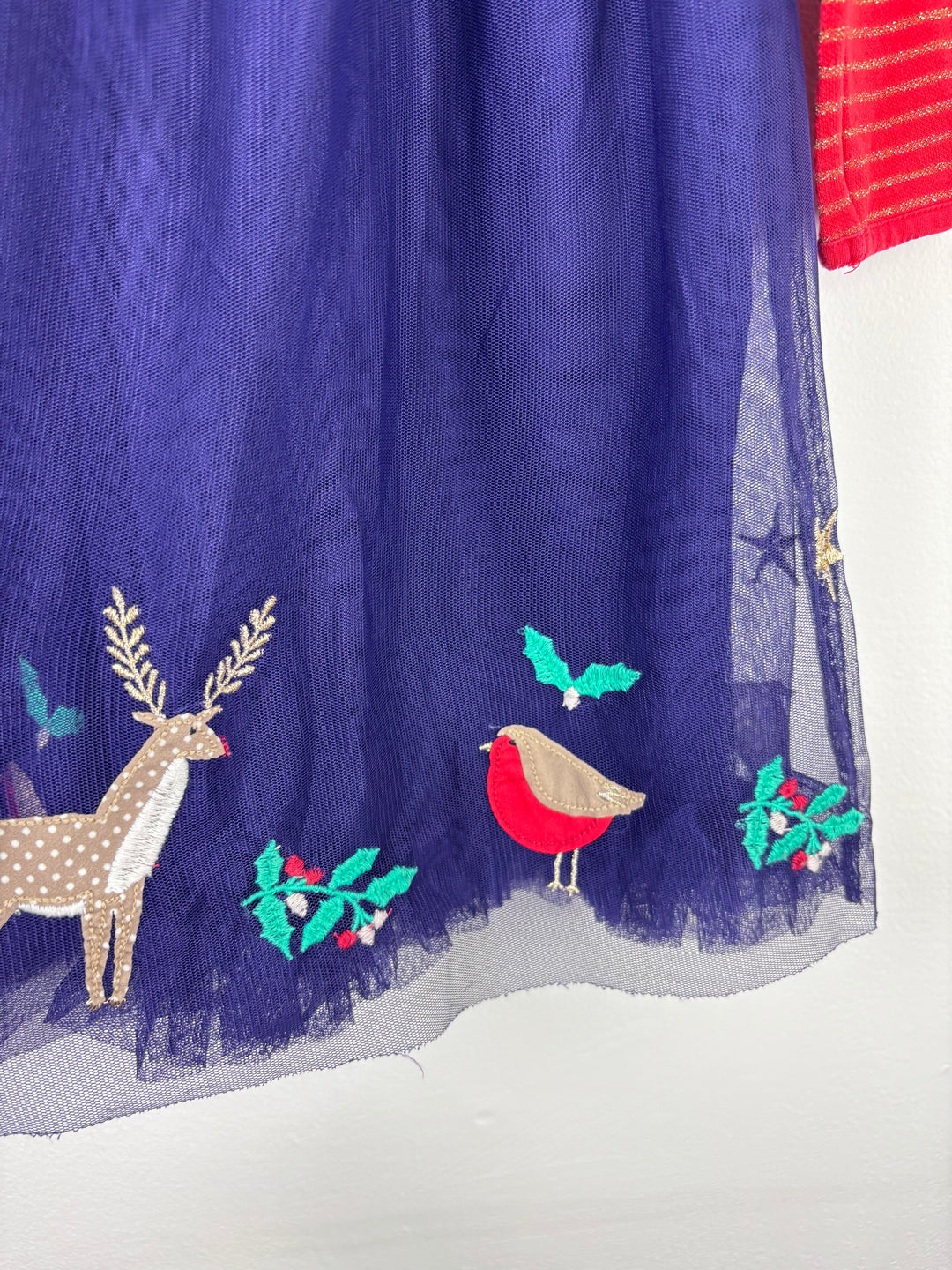 Mini Boden Red and Navy Deer Dress 3-4 Years-Dresses-Second Snuggle Preloved