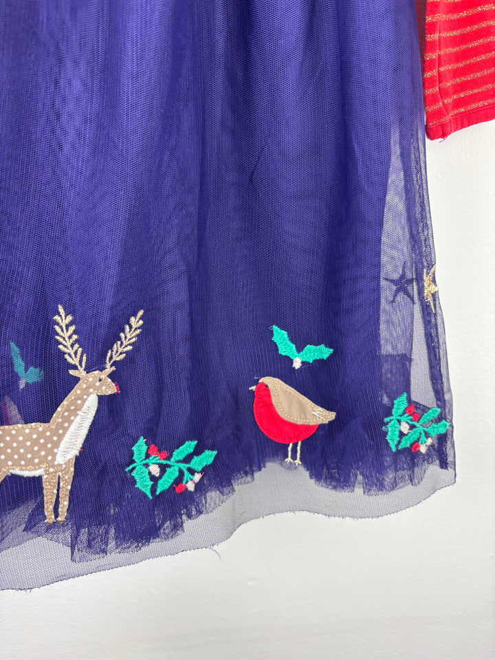 Mini Boden Red and Navy Deer Dress 3-4 Years-Dresses-Second Snuggle Preloved