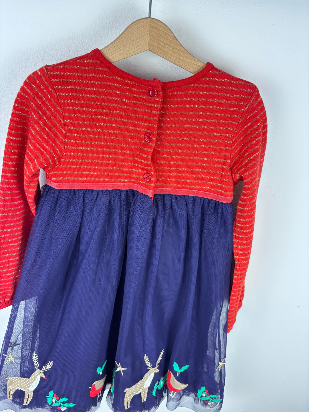 Mini Boden Red and Navy Deer Dress 3-4 Years-Dresses-Second Snuggle Preloved