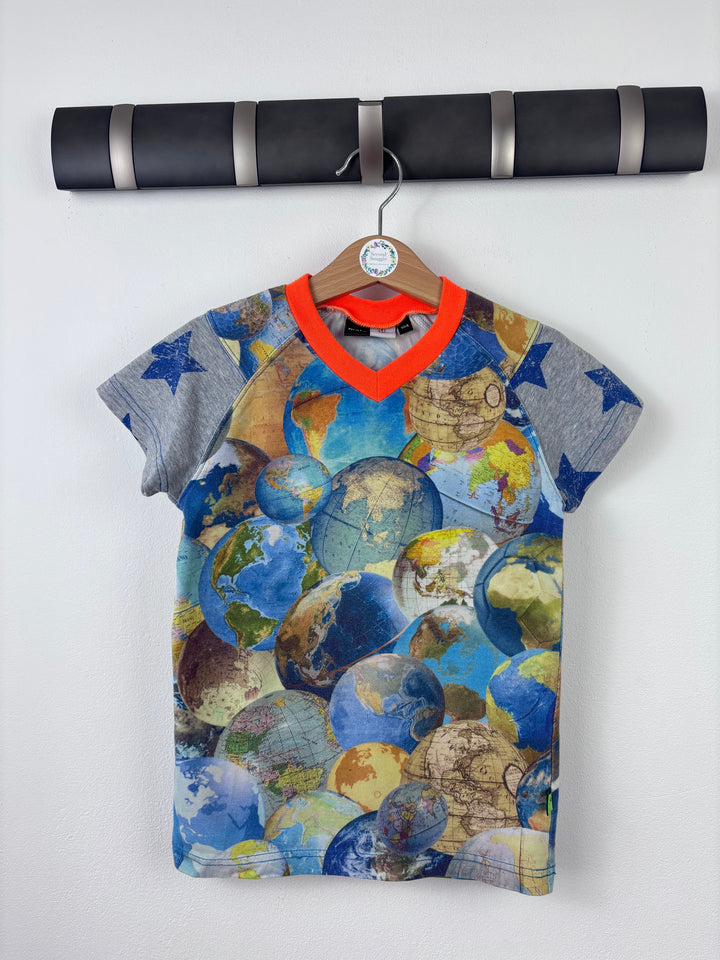 Molo Globe Print Short Sleeve T Shirt 104 (3-4 Years)-Tops-Second Snuggle Preloved