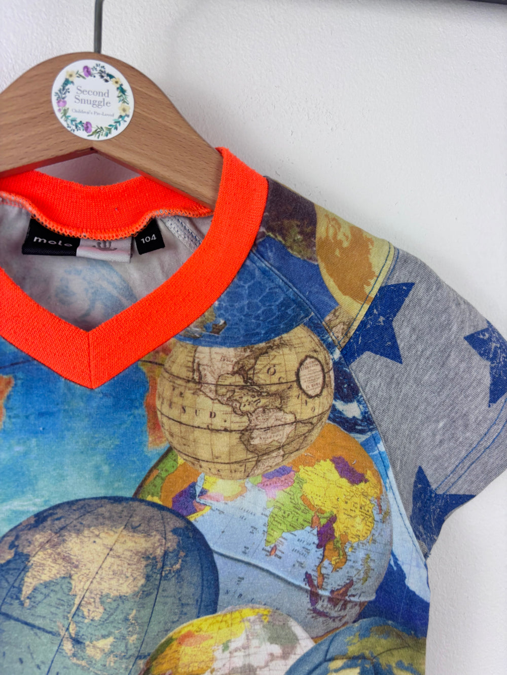 Molo Globe Print Short Sleeve T Shirt 104 (3-4 Years)-Tops-Second Snuggle Preloved