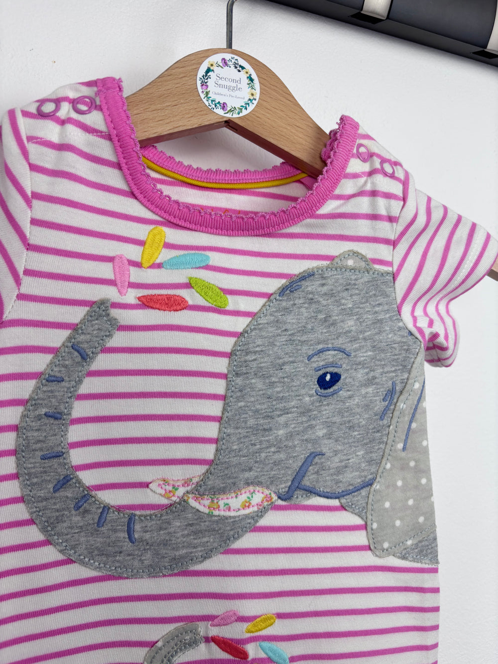 Baby Boden Elephant Stripe Romper Newborn-Sleepsuits-Second Snuggle Preloved