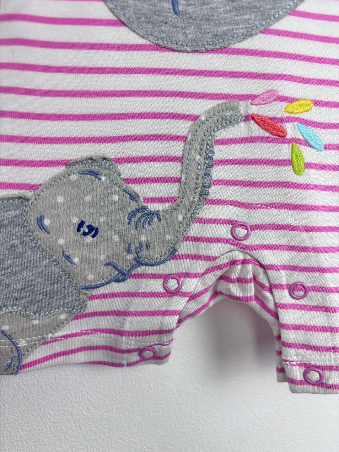 Baby Boden Elephant Stripe Romper Newborn-Sleepsuits-Second Snuggle Preloved