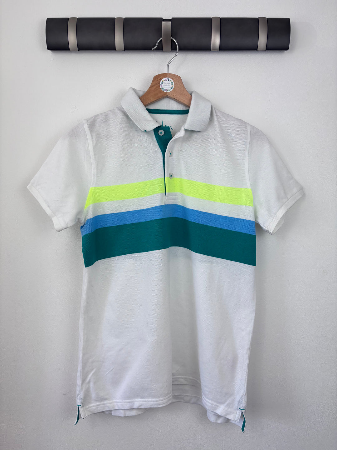 Boden White Striped Polo Shirt 13–14 Years-Tops-Second Snuggle Preloved
