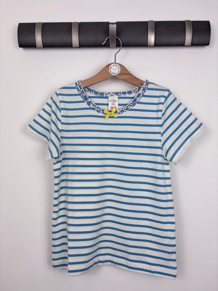 Mini Boden Striped Tee with Bow Detail 7–8 Years-Tops-Second Snuggle Preloved