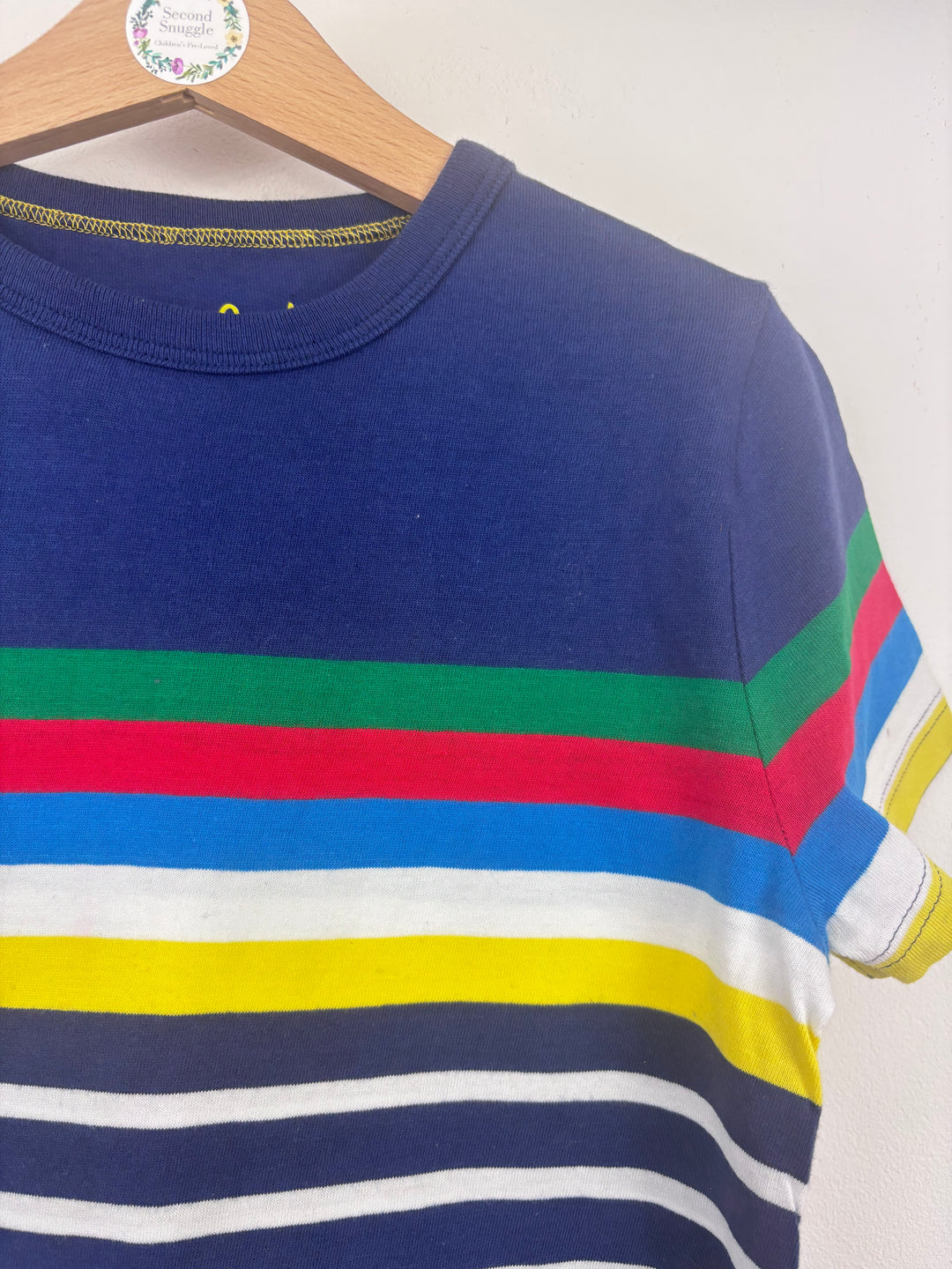 Boden Boys Rainbow Stripe Short Sleeve T-Shirt-Tops-Second Snuggle Preloved