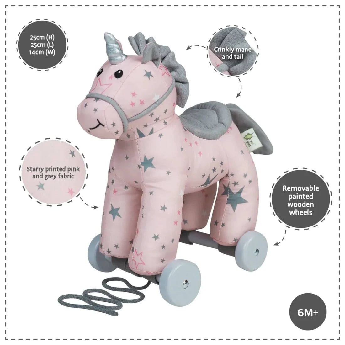 Celeste Unicorn Pull Along Toy-Pull Along Toy-Second Snuggle Preloved