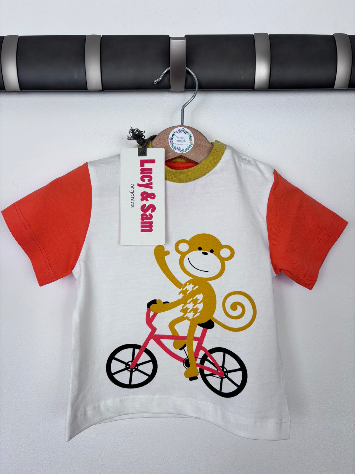 Lucy & Sam Monkey Bike T-Shirt-Tops-Second Snuggle Preloved