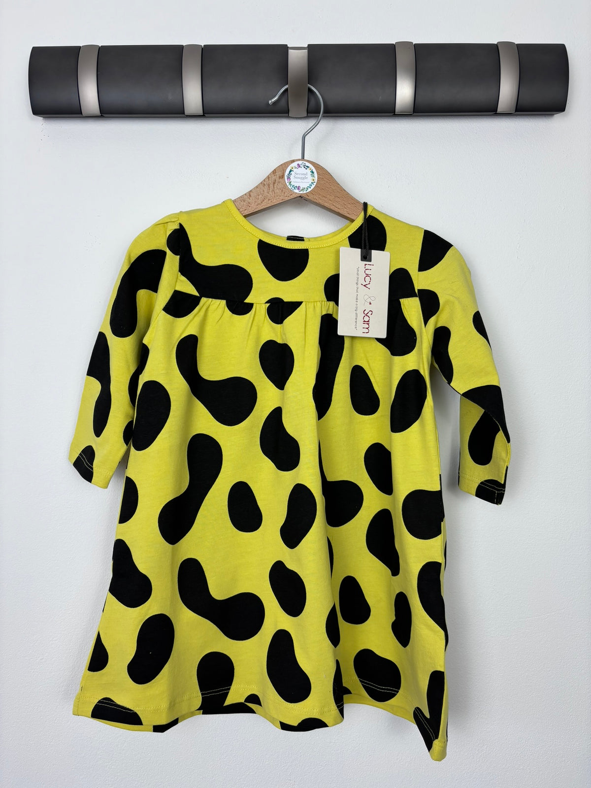 Lucy & Sam Yellow Spot Dress Long Sleeve 2-3 Years-Dresses-Second Snuggle Preloved
