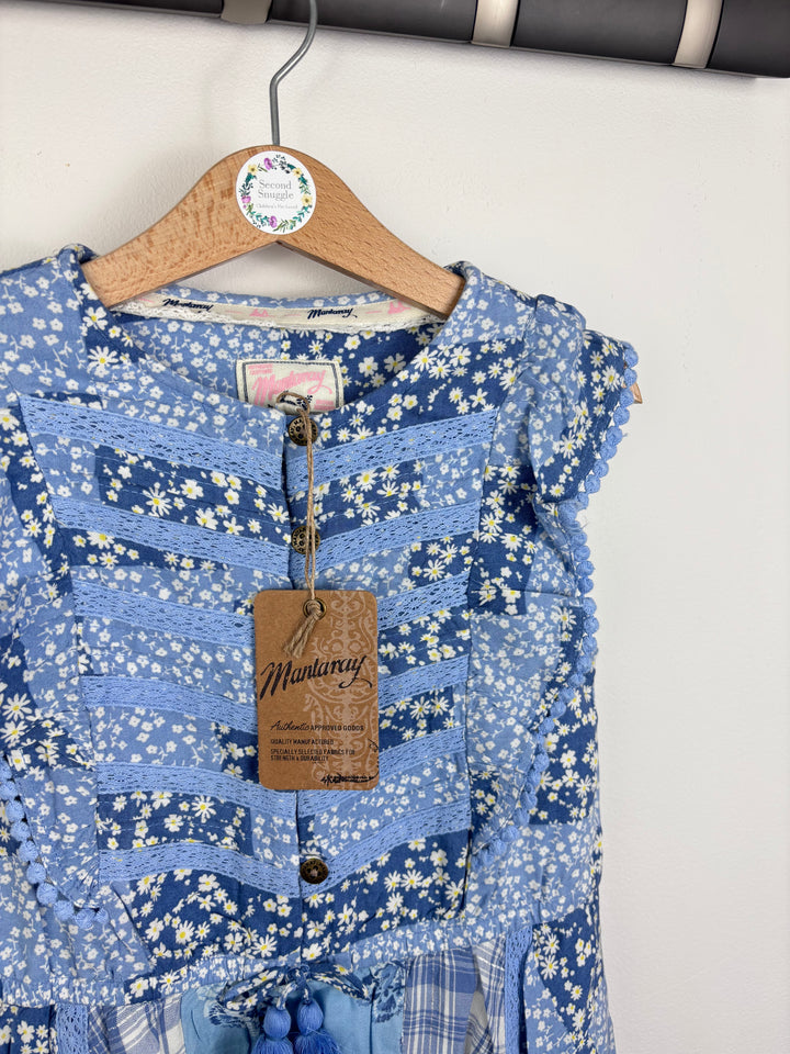 Mantaray Blue Floral Dress-Dresses-Second Snuggle Preloved