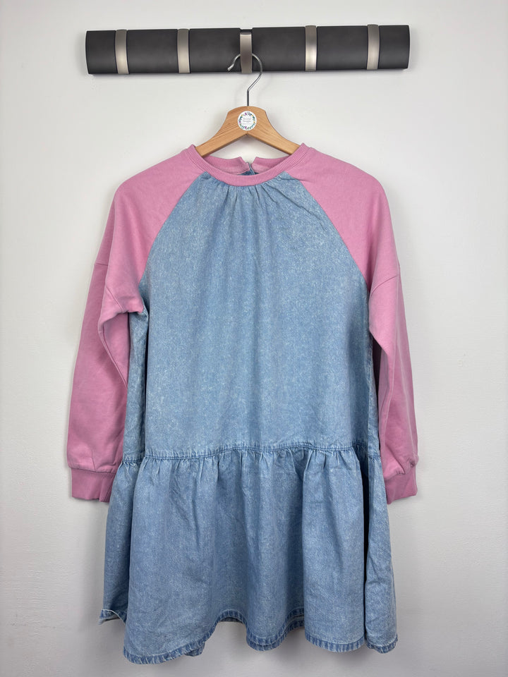 Next Denim Jumper Dress - Pink-Dresses-Second Snuggle Preloved