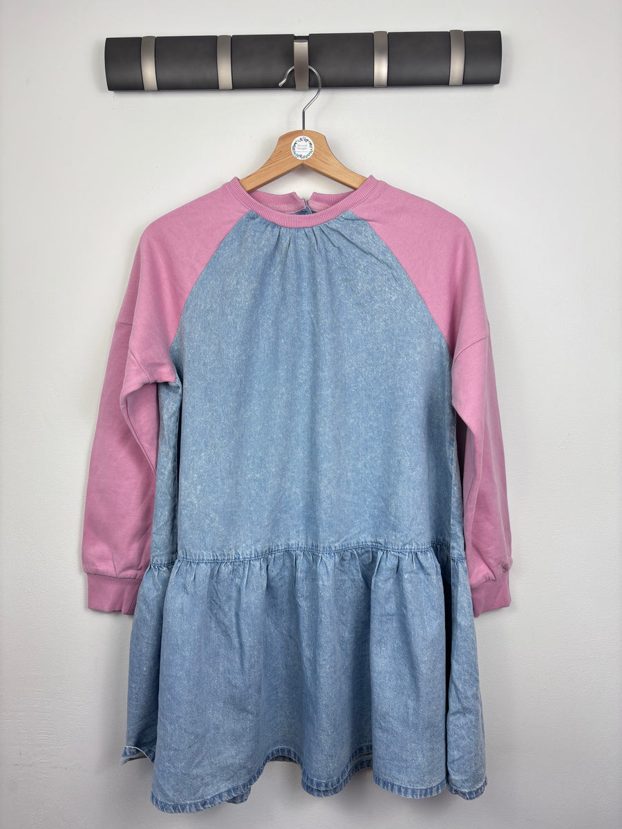 Next Denim Jumper Dress - Pink-Dresses-Second Snuggle Preloved