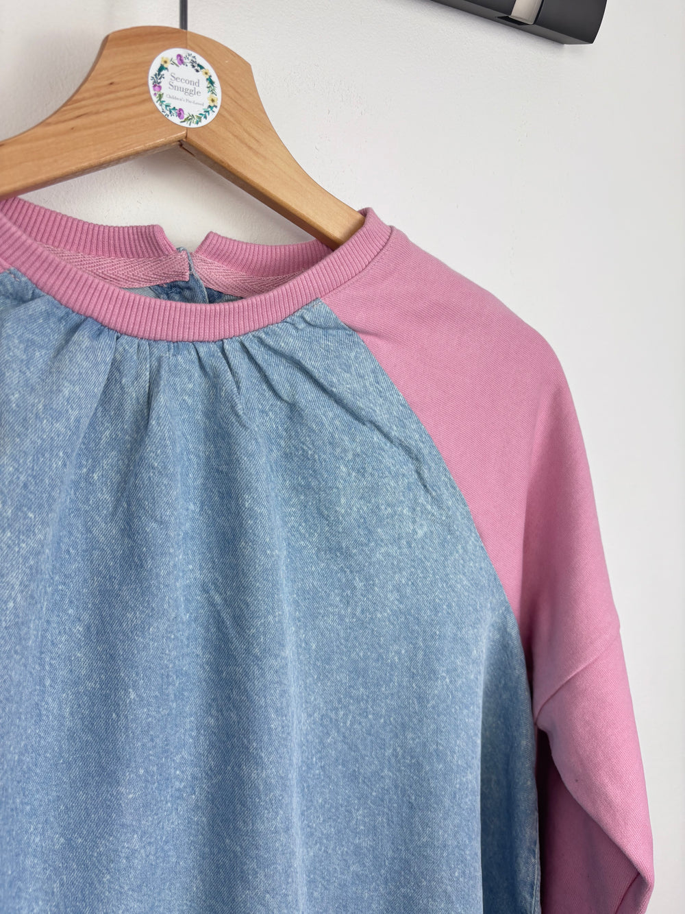 Next Denim Jumper Dress - Pink-Dresses-Second Snuggle Preloved
