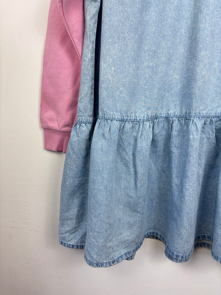 Next Denim Jumper Dress - Pink-Dresses-Second Snuggle Preloved