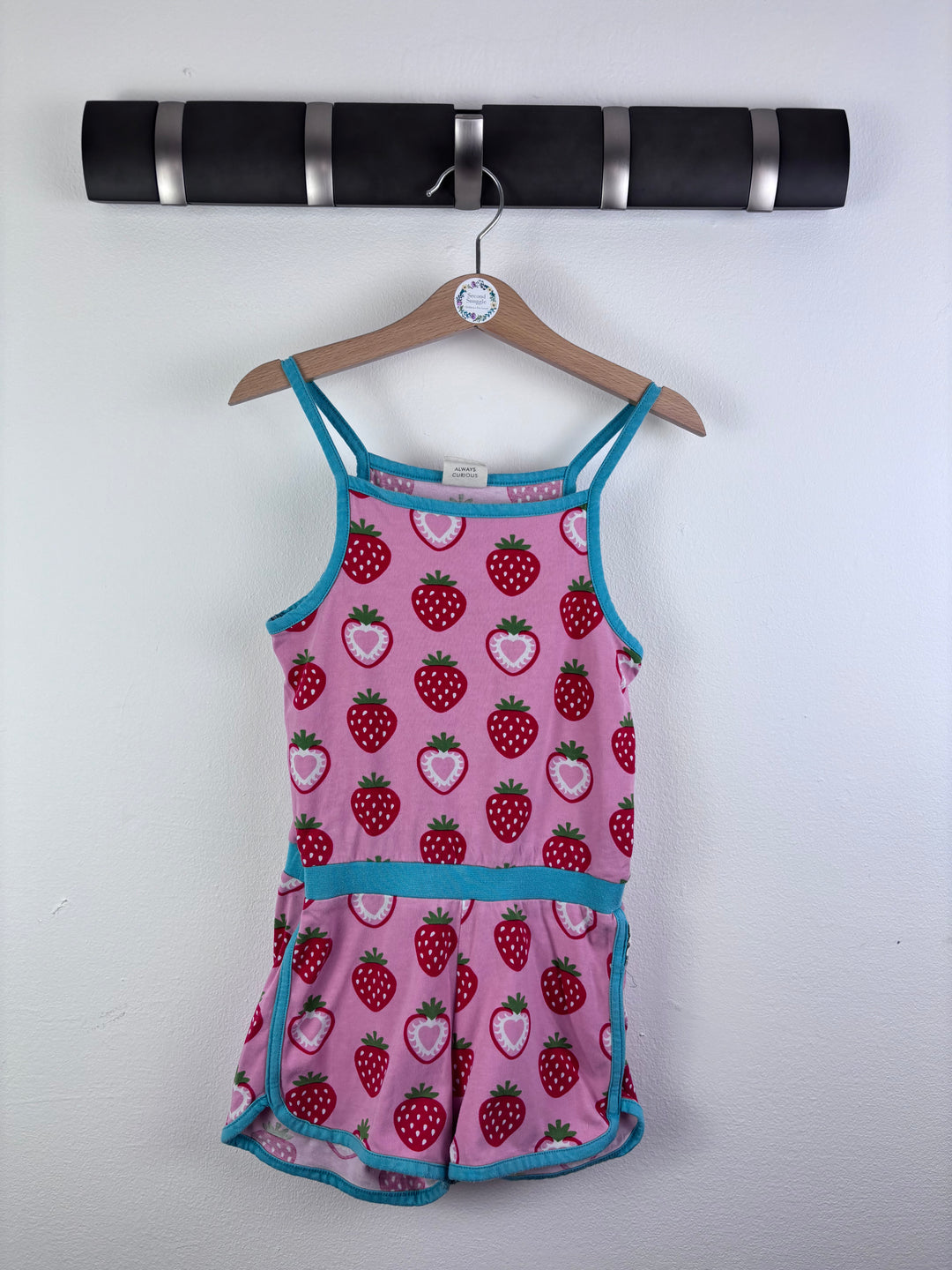 Maxomorra Pink Strawberry Playsuit 4-6 Years 110/116-Play Suits-Second Snuggle Preloved