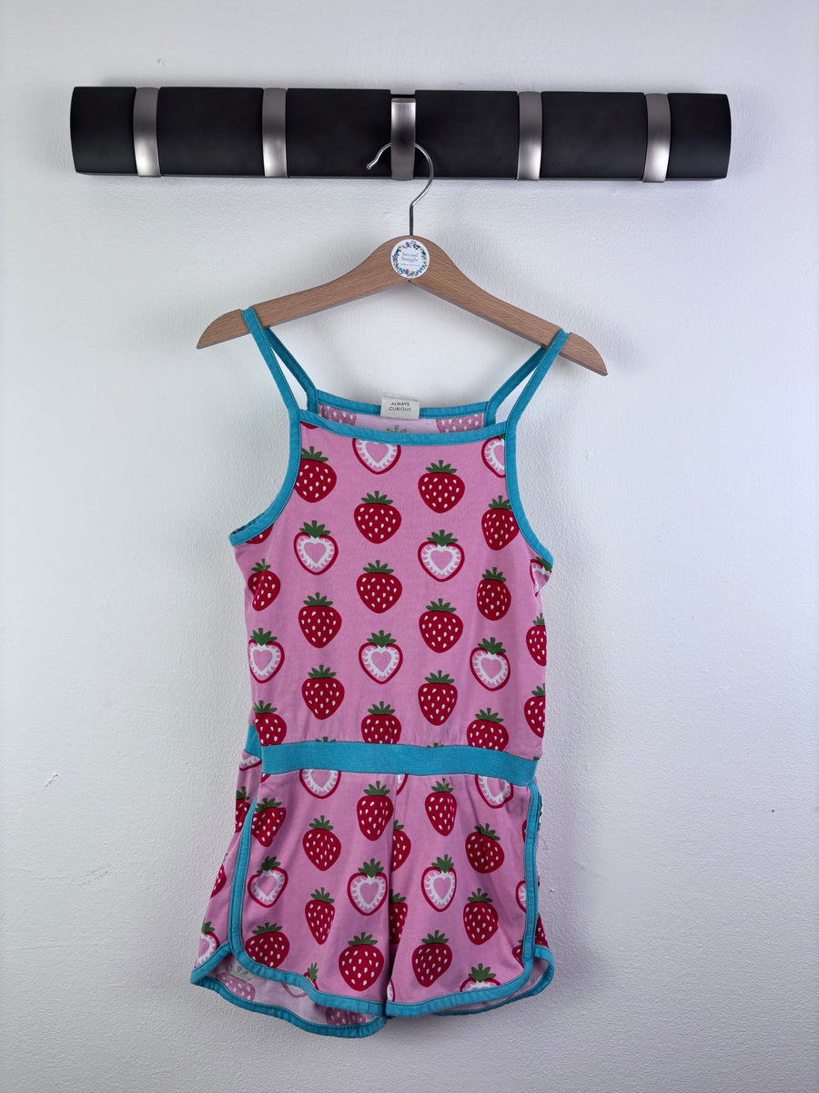 Maxomorra Pink Strawberry Playsuit 4-6 Years 110/116-Play Suits-Second Snuggle Preloved