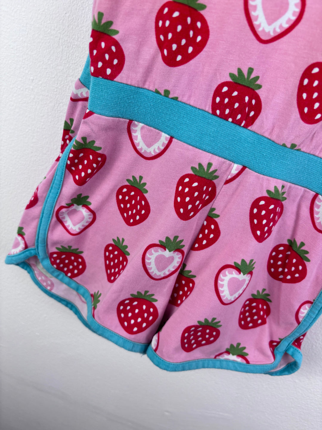 Maxomorra Pink Strawberry Playsuit 4-6 Years 110/116-Play Suits-Second Snuggle Preloved