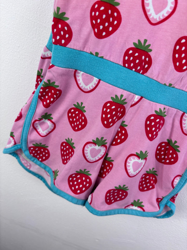 Maxomorra Pink Strawberry Playsuit 4-6 Years 110/116-Play Suits-Second Snuggle Preloved