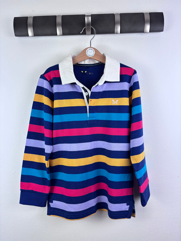 Crew Kids Navy Rainbow Stripe Rugby Top 7-8 Years-Tops-Second Snuggle Preloved