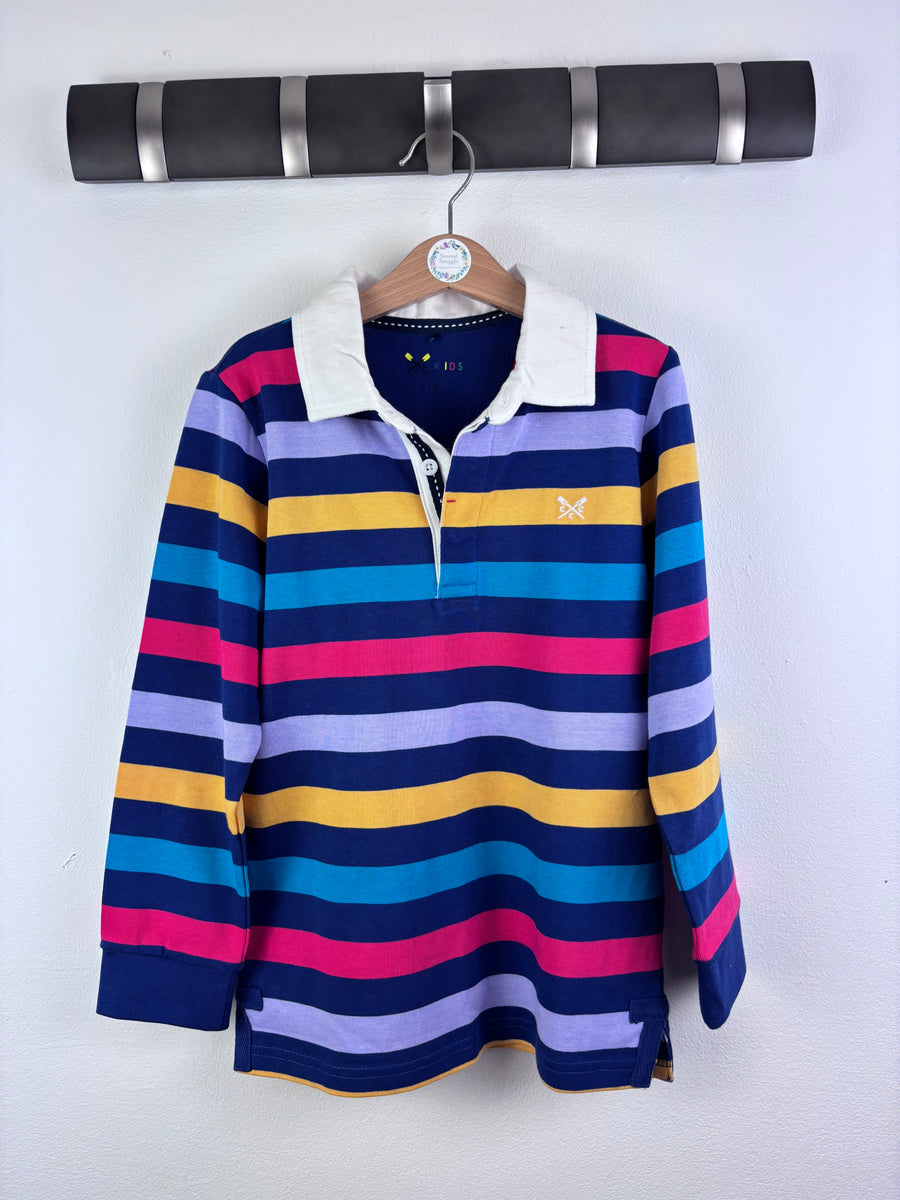Crew Kids Navy Rainbow Stripe Rugby Top 7-8 Years-Tops-Second Snuggle Preloved