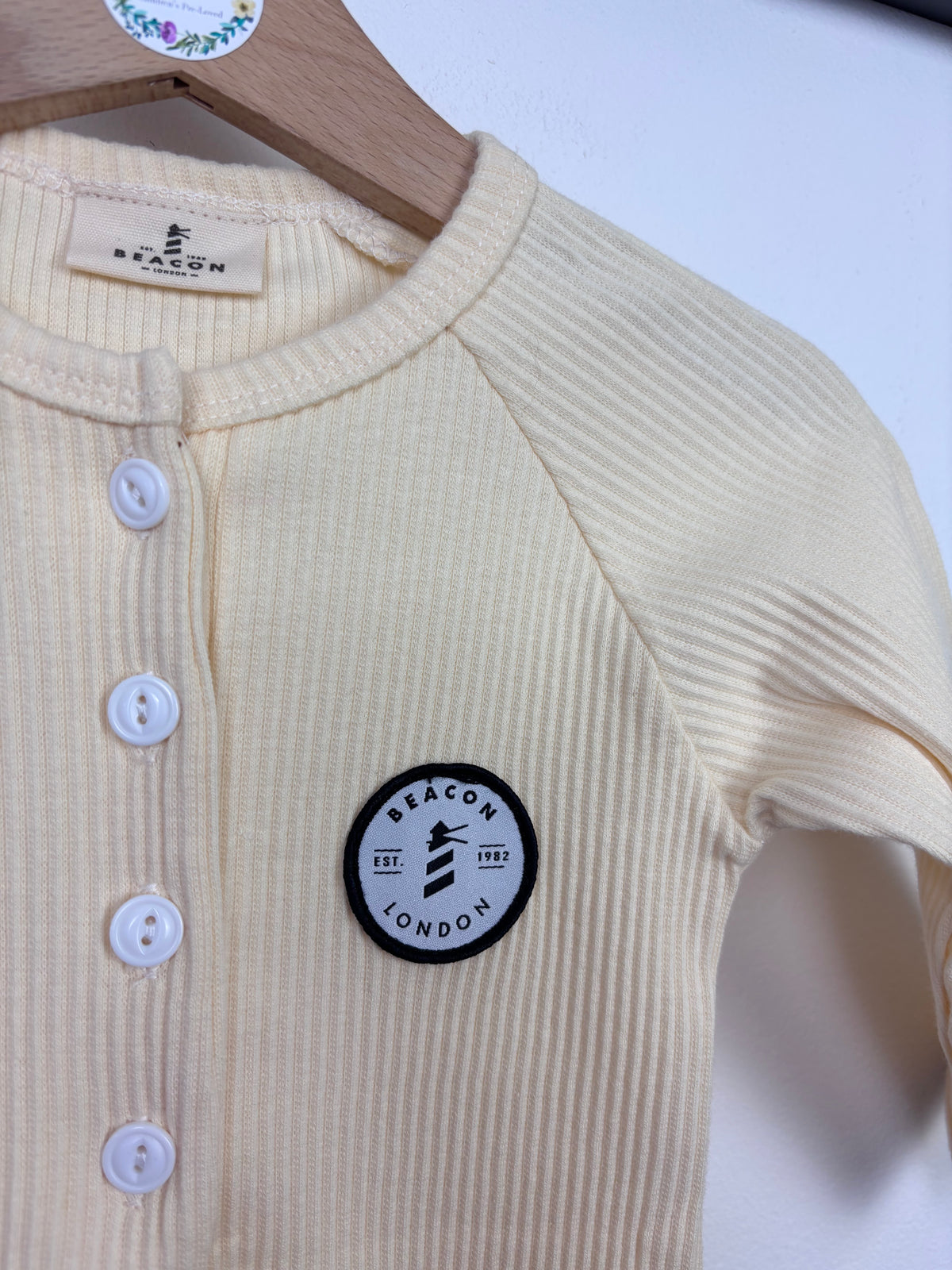 Beacon London Cream Ribbed Sleepsuit Button Front-Rompers-Second Snuggle Preloved