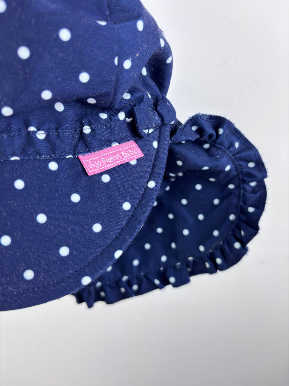 JoJo Maman Bébé Navy Spot Frill Sun Hat 2-3 Years-Hats-Second Snuggle Preloved