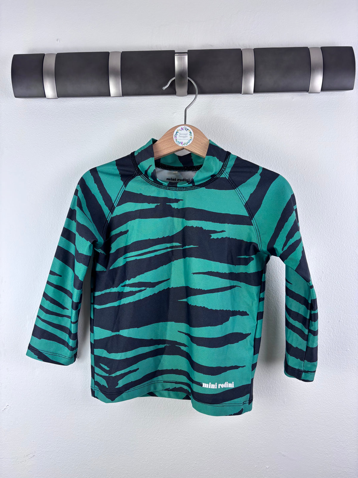 Mini Rodini Green Zebra Rash Vest 2-3 Years-Swimming-Second Snuggle Preloved