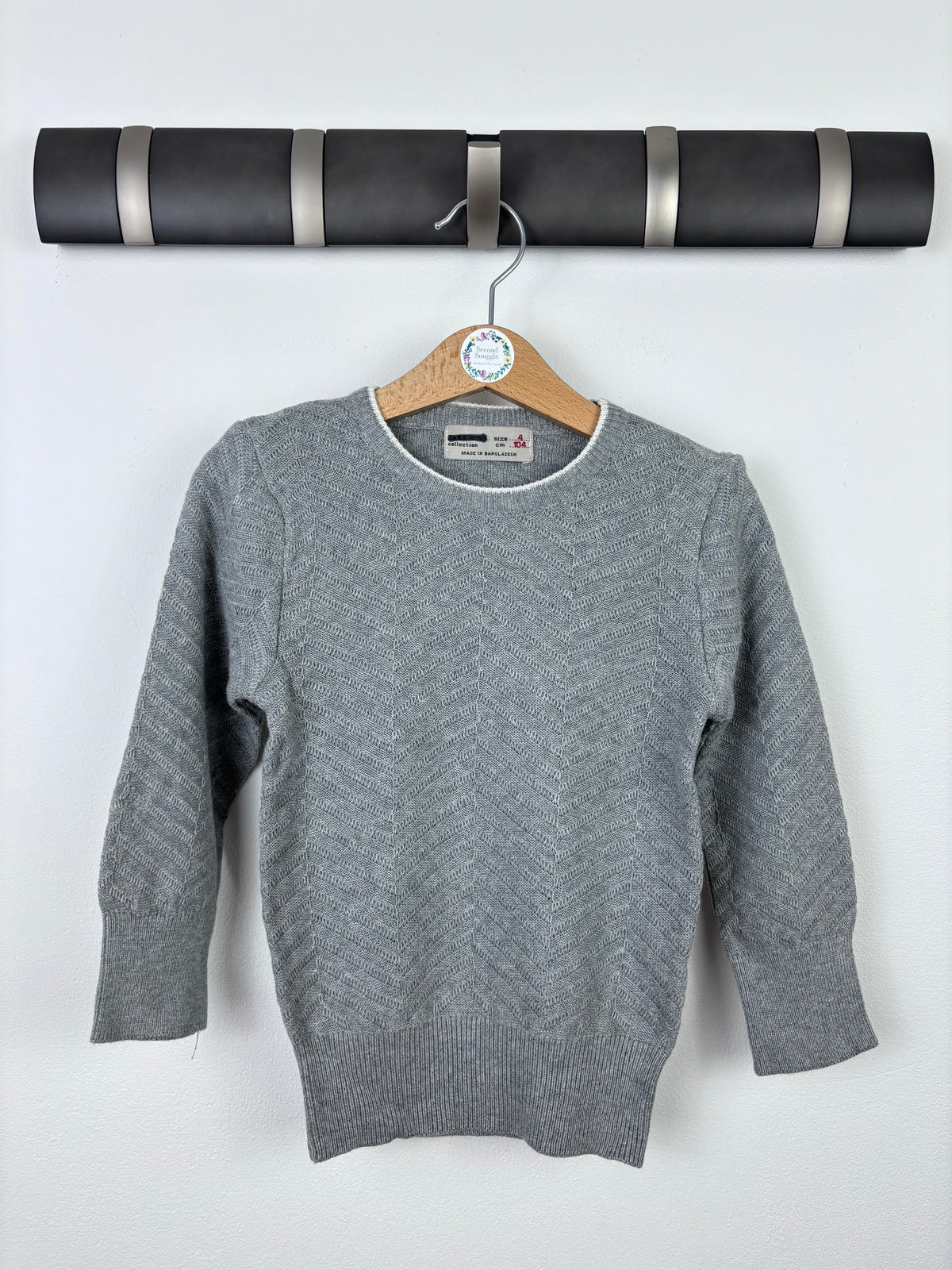 Zara Grey Textured Knit Jumper 6 Years-Jumpers-Second Snuggle Preloved