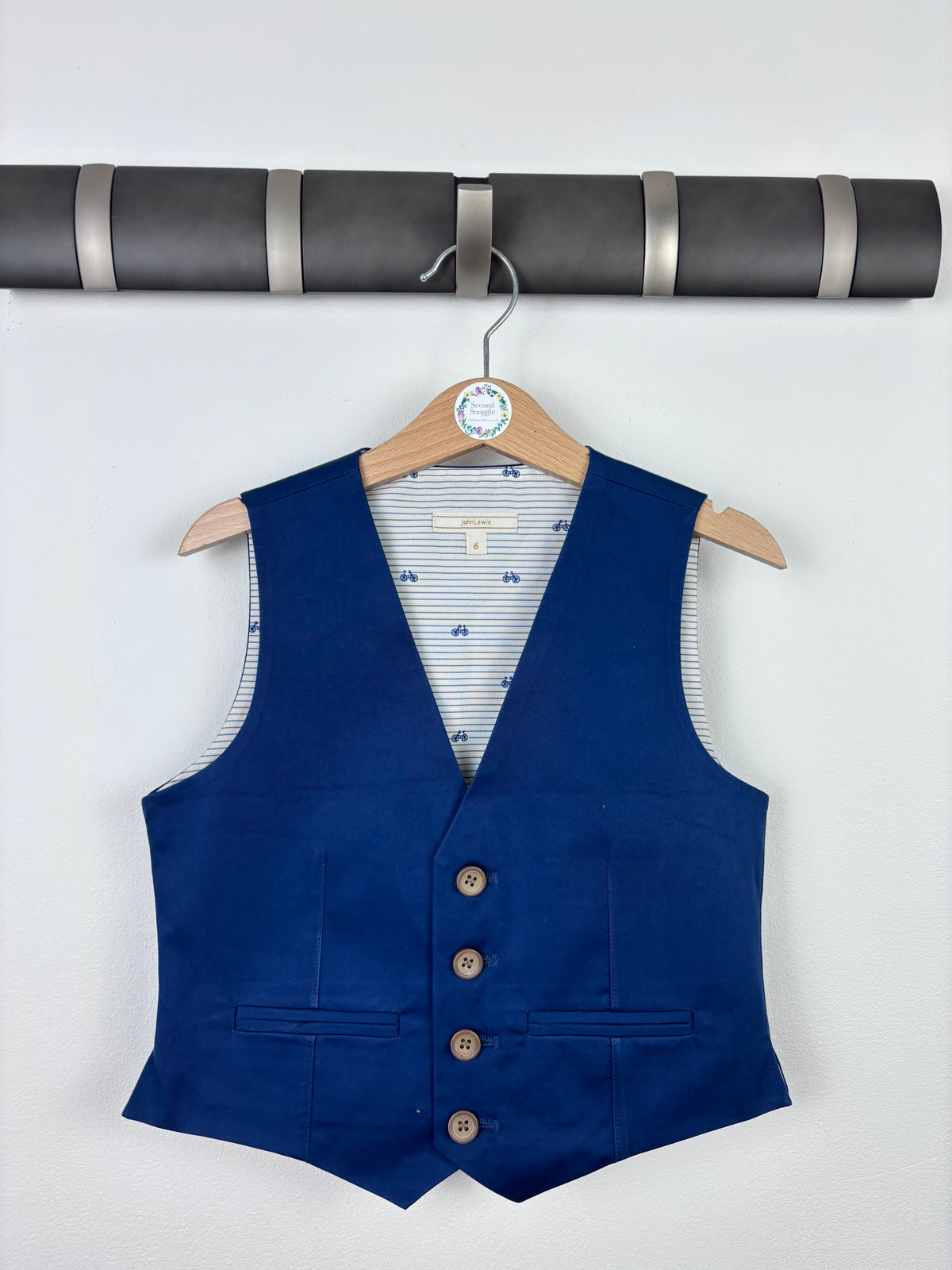 John Lewis Blue Button Waistcoat 6 Years-Suits-Second Snuggle Preloved