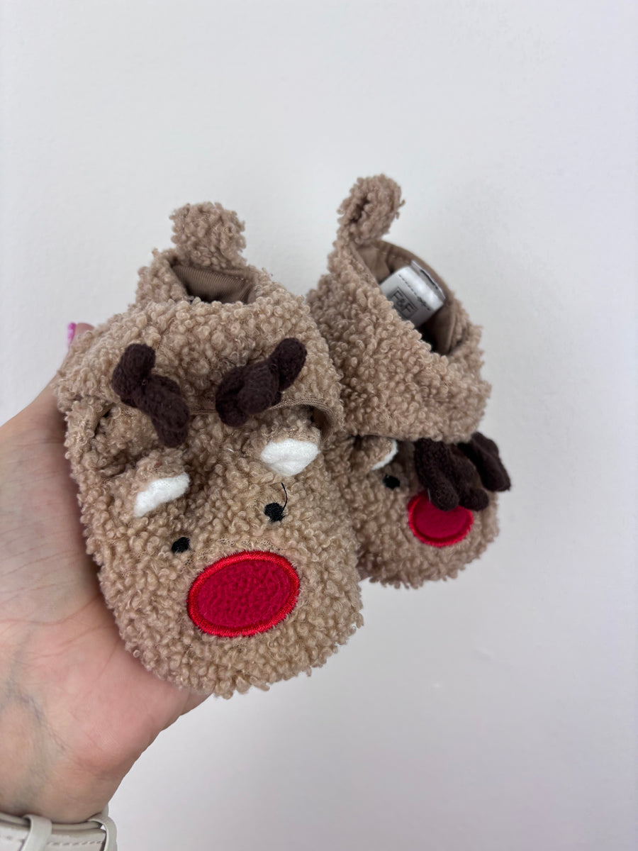 Fred & Flo Baby Reindeer Booties 3-6 Months-Slippers-Second Snuggle Preloved