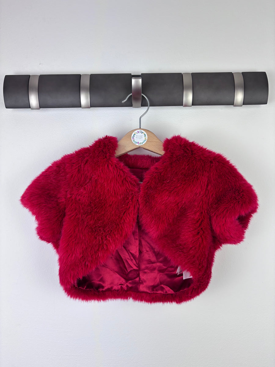 Monsoon Red Faux Fur Bolero Jacket 3-4 Years-Cardigans-Second Snuggle Preloved