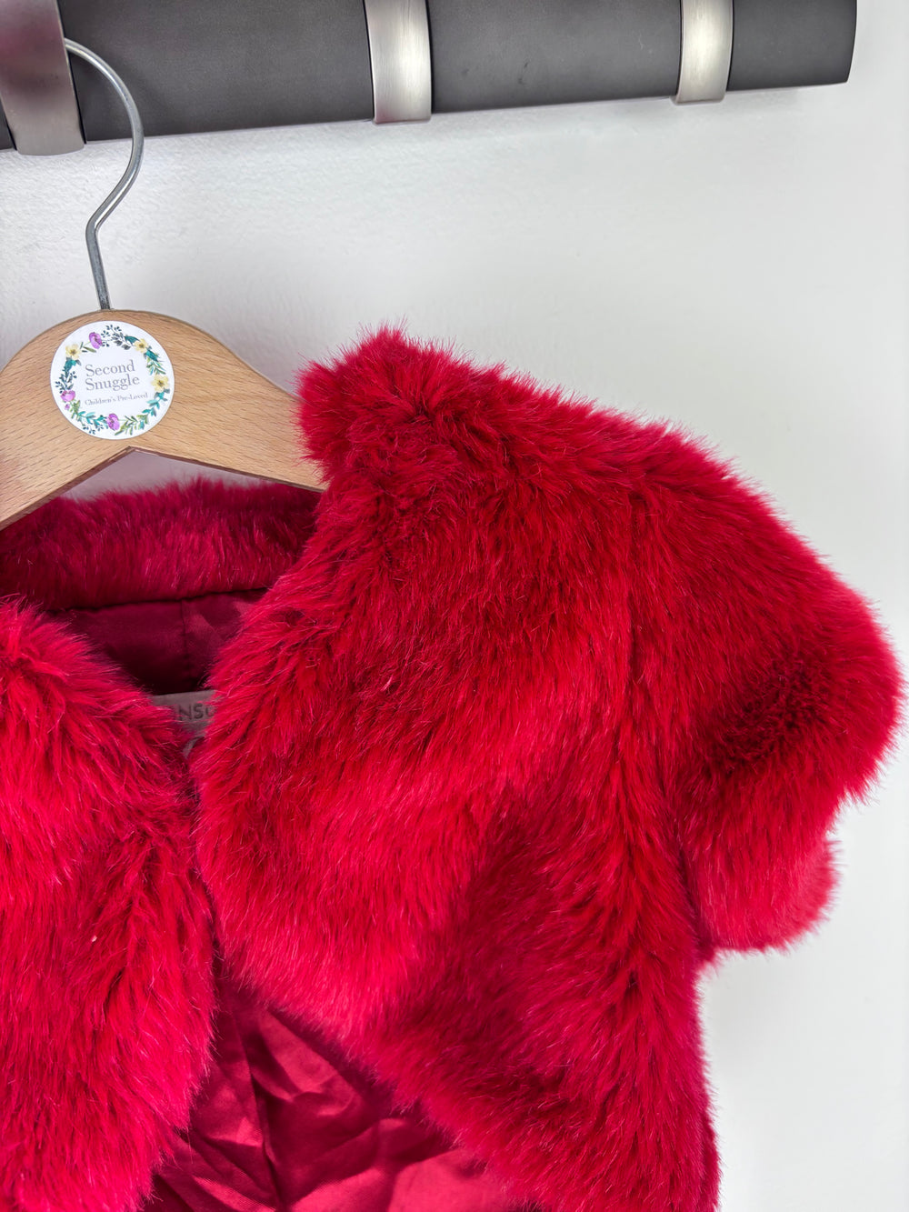 Monsoon Red Faux Fur Bolero Jacket 3-4 Years-Cardigans-Second Snuggle Preloved