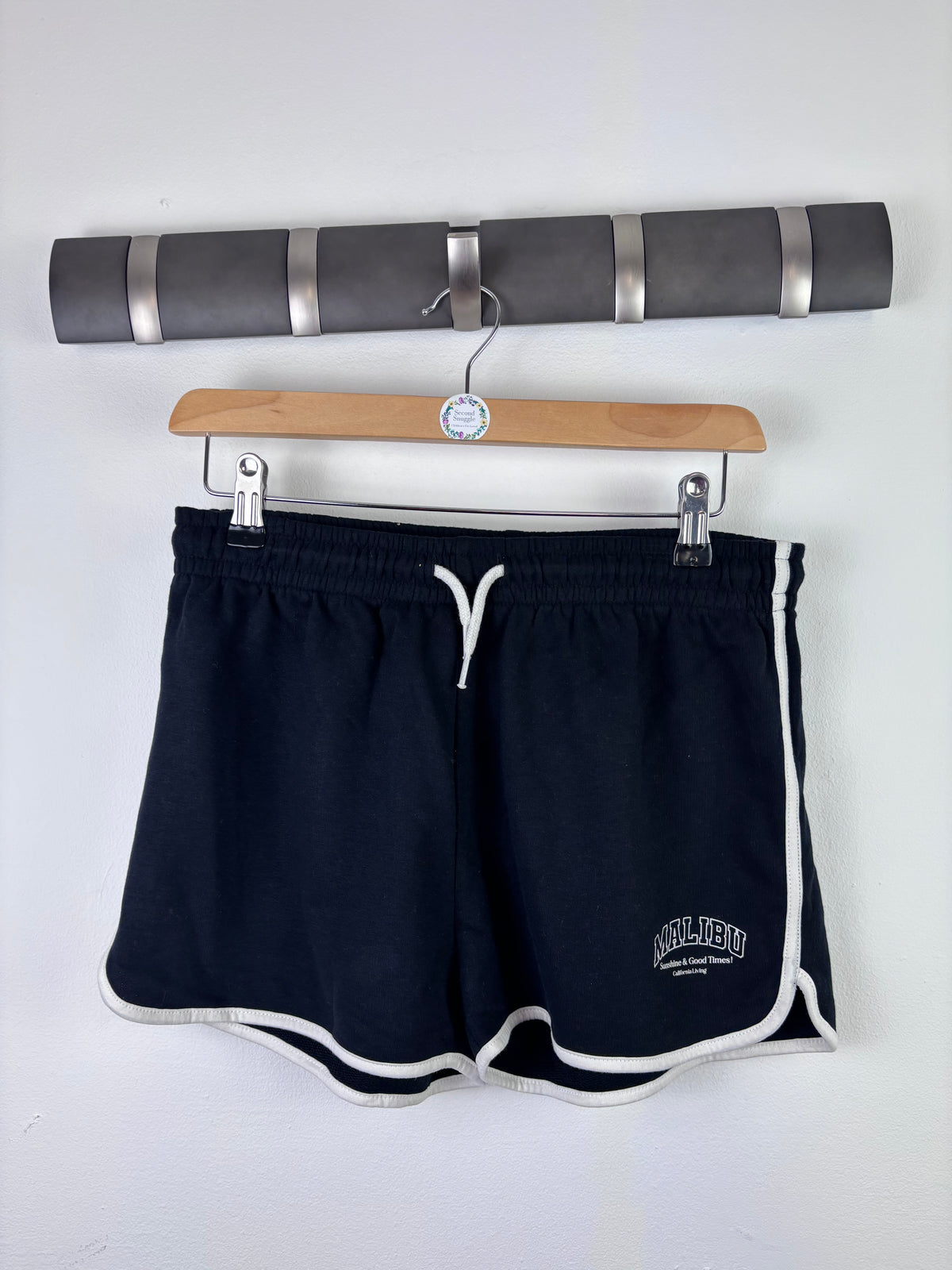 M&S Black Malibu Runner Shorts with Contrast Trim-Shorts-Second Snuggle Preloved