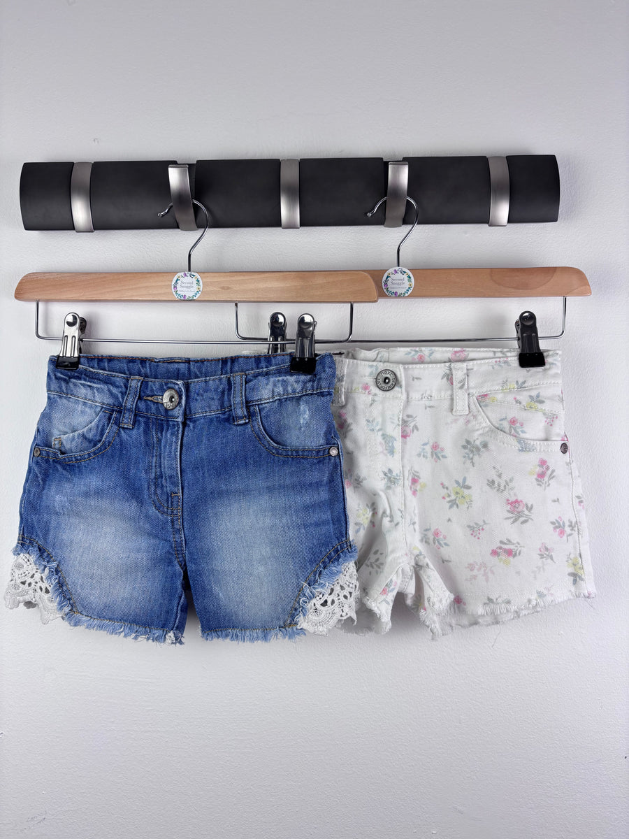 Next Blue Denim & Floral Shorts Set 6 Years-Shorts-Second Snuggle Preloved