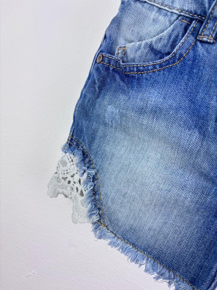 Next Blue Denim & Floral Shorts Set 6 Years-Shorts-Second Snuggle Preloved