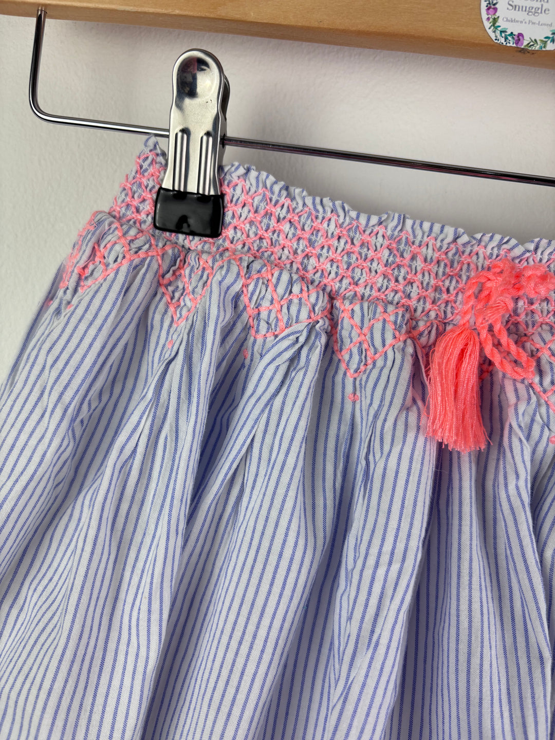 Joules Blue Stripe Skirt with Tassel Waist 5-6 Years